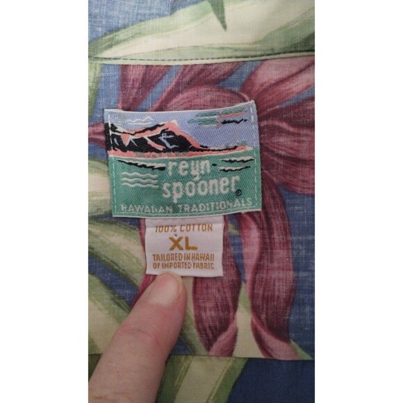 Reyn Spooner Hawaiian SHIRT blue/red leaf FLORAL PRINT Men's XL - Picture 6 of 7